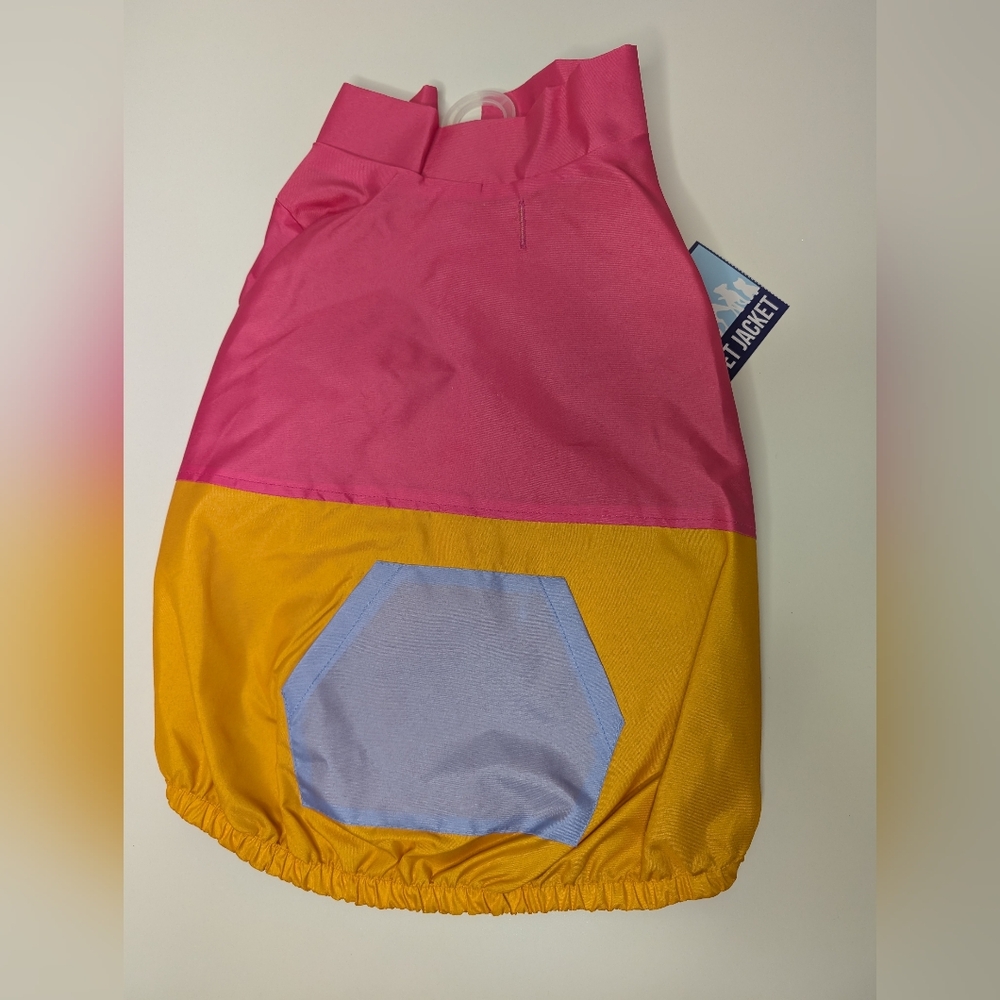 NWT Pet Windbreaker Jacket Large Pink and Yellow/Orange
